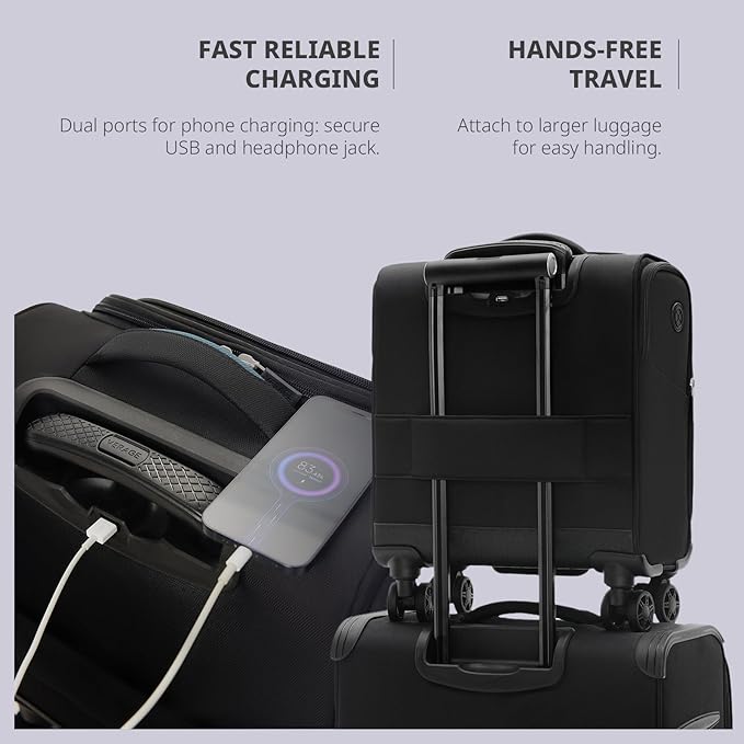 Verage 14-Inch Underseat Carry On Luggage with Spinner Wheels & USB Charging Port, Wheeled Suitcase for Airlines, Lightweight Overnight Bag for Men and Women (14-Inch Compact Underseat Pro)