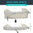 Compression Packing Cubes for Travel, Lightweight Travel Essentials, Packing Cubes Compression for Space-saving, 9 pcs, Beige