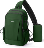 ECOHUB Crossbody Bags for Women Men, Anti-Theft RFID Blocking Roomy Sling Backpack with Sturdy SBS Zippers Water Resistant Chest Shoulder Bag Daypack with 9 Pockets Casual Outdoor Hiking, Army Green