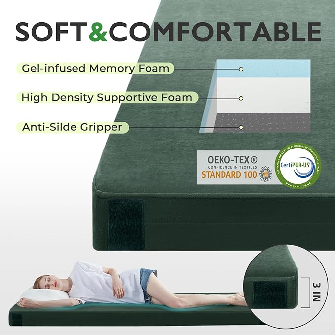 Sleeping Pad for Adults, Comfortable Thick Floor Sleeping Mats for Car Truck Tent with Removable Travel Bag