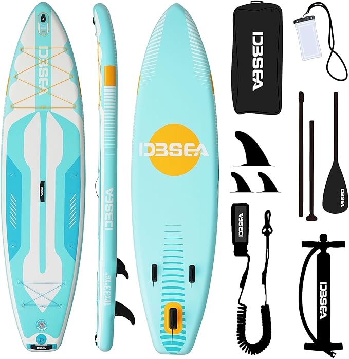 11 ft Extra Wide Inflatable Paddle Board with Accessories, Stand Up Paddleboard for 2 Person, All Around SUP Board for Adults, Fishing, Yoga