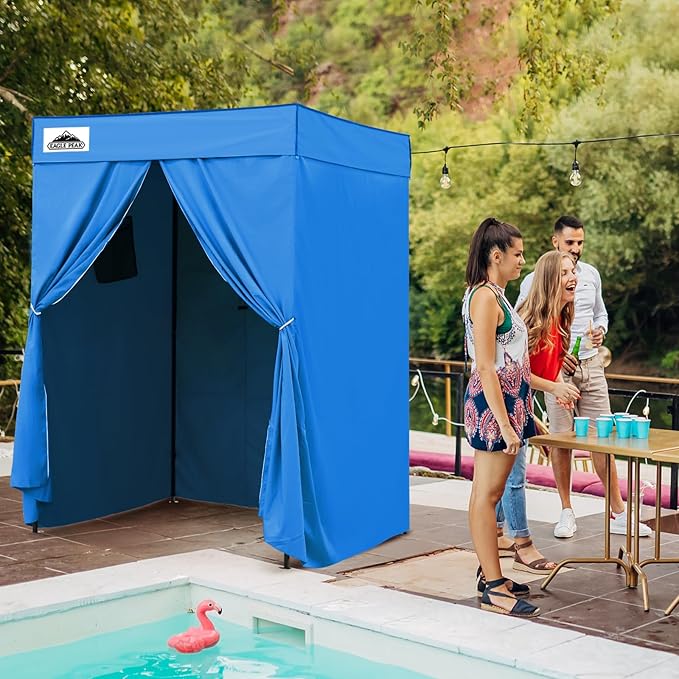 EAGLE PEAK Flex Compact 5x5 Pop-up Canopy Changing Room, Portable Privacy Dressing Room for Indoor Fashion Photoshoots, Camping, or Pool, Light Blue