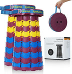 Retractable Folding Stool - Heavy Duty 400 lb Collapsible Portable Stool for Camping, Hiking, Fishing, Indoor/Outdoor with Non-Slip Base and Lightweight Design (Purple Yellow, 2-Pack)