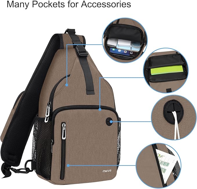 MOSISO Sling Backpack Bag, Crossbody Shoulder Bag Travel Hiking Daypack Chest Bag with Front Square Pocket&USB Charging Port