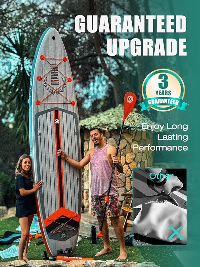 Niphean (Extra Large) Inflatable Paddle Board, SUP for 2+1 People/Family, Stand Up Paddle Board with (Beginner Friendly) StabilTrac Fin, Waterproof Phone Pouch, Paddle Boards for Adults, Gift Ideas