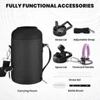 Insulated Water Bottle 64 oz, Triple Wall Vacuum Stainless Steel (Cold for 48 Hrs), Leak Proof & Non-BPA, Half Gallon Water Flask Jug with Paracord Handle & Straw Spout Lids, Lilac
