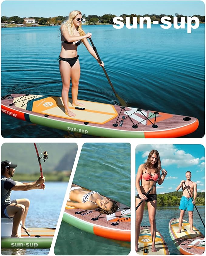 SUN-SUP Inflatable Stand Up Paddle Board, Paddle Board with Premium SUP Accessories, 10'6'' Wide Stable Design Paddleboard with Non-Slip Comfort Deck for Adults & Youth of All Skill Levels, Yellow