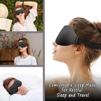 DTS 3D Sleep Mask for Back Side Sleeper Women Men Eye Mask for Sleeping Complete Light Blocking Night Blindfold Zero Pressure Spacious for Eye Lash Breathable Soft Flight Nap Travel (Black)