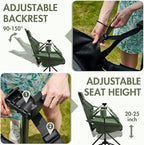 Portal Hammock Camping Chair, Portable Outdoor Swinging Chairs, Rocking Chair for Adults with Adjustable Back and Height for Lawn, Backyard, Patio, Supports 400 lbs, Mesh High Back, Green, 2 Pack
