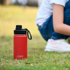 koodee Small 12 oz Stainless Steel Vacuum Insulated Wide Mouth Water Bottle with Leakproof Spout Lid (Canyon Red)