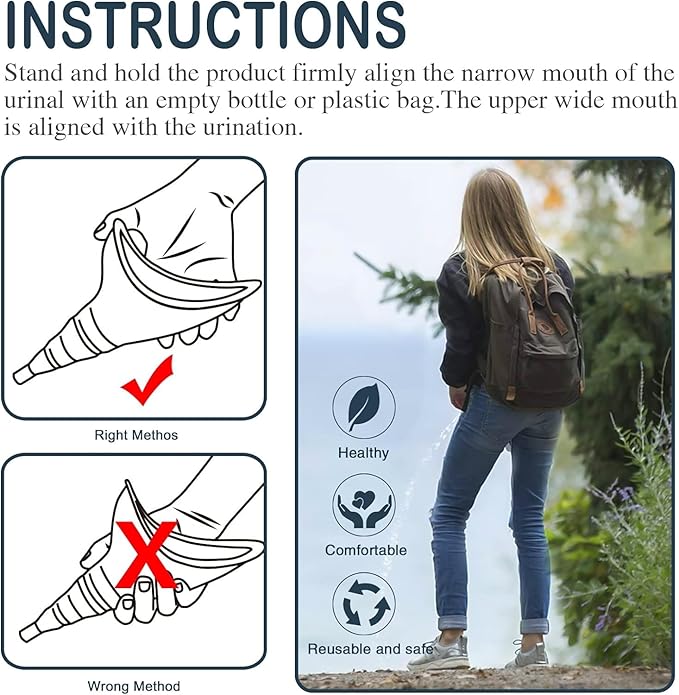 Female Urination Device, Reusable Female Urinal Silicone Women Pee Funnel Allows Women to Pee Standing Up, The Perfect Companion for Camping,Outdoor,Travel（Fuchsia）