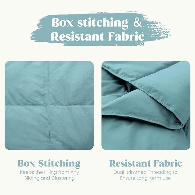 puredown® King Size Blanket for Bed, Ultra Soft Lightweight Down & Feather Fill, All Season Blanket, Machine Washable, 88"X108", Sea Blue