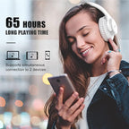 KVIDIO Bluetooth Headphones Over Ear, 65 Hours Playtime Wireless Headphones with Microphone, Foldable Lightweight Headset with Deep Bass, HiFi Stereo Sound Low Latency for Laptop PC Cellphone