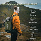 Small Camping Pillow for Sleeping,Shredded Memory Foam Travel Pillow Compact & Packable with Storage Bag,Soft Cover,Small Pillow for Backpacking Hiking Gear & Accessories