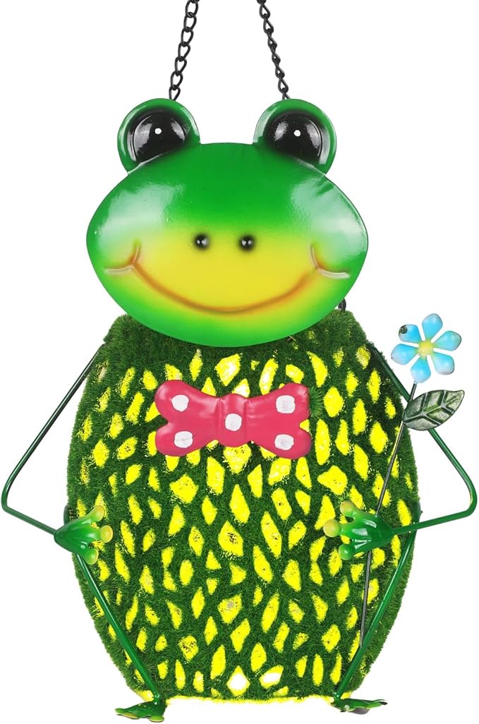 Frog Solar Hanging Lights Outdoor Handmade Iron Solar Outdoor Lanterns Waterproof Perfect for Floor, Patio, Yard, Garden Decorations Outdoor
