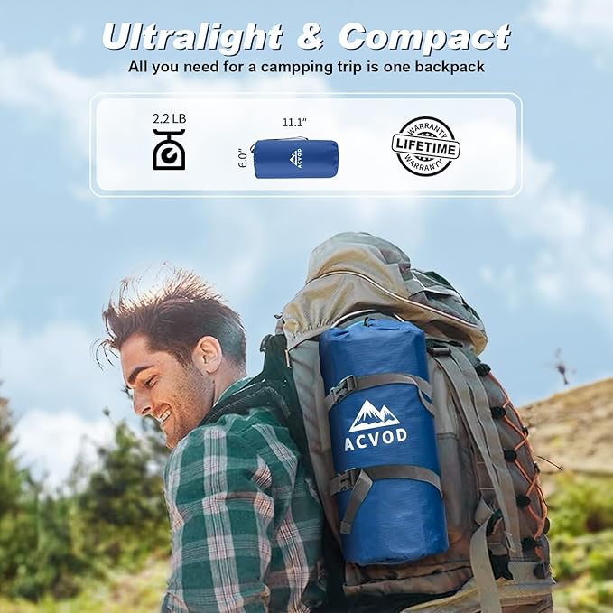 Camping Sleeping Pad, Extra Thickness 4.7 Inch Inflatable Sleeping Mat Ultralight Waterproof Camping Mat with Built in Pump Air Mattress for Backpacking, Hiking, Tent, Travel