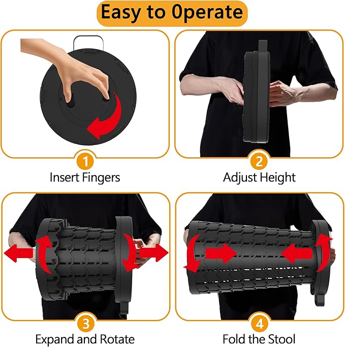 ALEVMOOM 2025 18" H Collapsible Stool Capacity 600lbs Portable Stools for Adults Heavy Duty, Adjustable Height Telescoping Folding Stool, for Outdoor Camping Travel Hiking Fishing