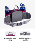 WATERFLY Fanny Pack Waist Bag: Fannie Pack 2 Water Bottle Holders Lumbar Belt Hiking Walking Running Jogging Camping Large Woman Man (Bottle Not Included)