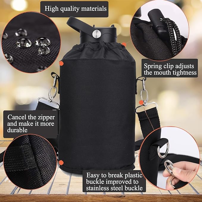 Water Bottle Insulated 32oz 40oz 64oz 128oz Straw Lid Spout Lid & 3 Lids, Leak Proof, Vacuum Insulated,Stainless Steel Water Bottle Wide Mouth for Sports, Gym or Office