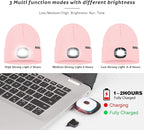 ATNKE LED Lighted Beanie Hat,USB Rechargeable 4 LED Running Headlamp Bright Cap with The Light Gifts for Men and Women