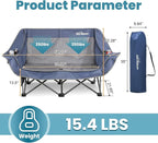 700lbs Capacity Double Camping Chair for 2 Adults - Low-Profile Outdoor Loveseat with XL Cup Holders & Storage Pockets, Heavy Duty Folding Couch for Camping, Lawn, Backyard (Navy Blue)