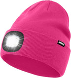 ATNKE LED Lighted Beanie Hat,USB Rechargeable 4 LED Running Headlamp Bright Cap with The Light Gifts for Men and Women
