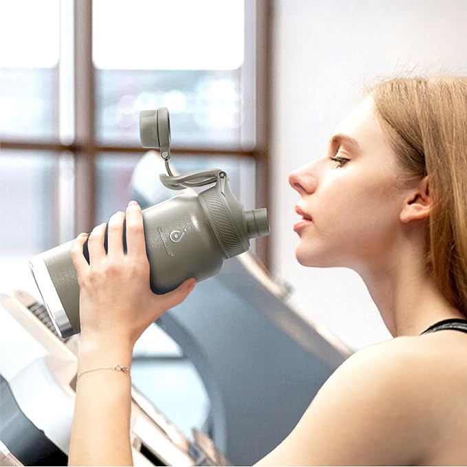 IDEUS Insulated Stainless Steel Water Bottle with 2 Leak-Proof Lids, Thermal Water Flask for Hiking Biking, 32oz, Celadon