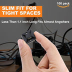 100 Pack 1.1 inch Zip Tie Adhesive Mounts Self Adhesive Cable Tie Base Holders with Multi-Purpose Tie wire clips with screw hole,Anchor stick on wire holder with 8 inch zip ties（White）