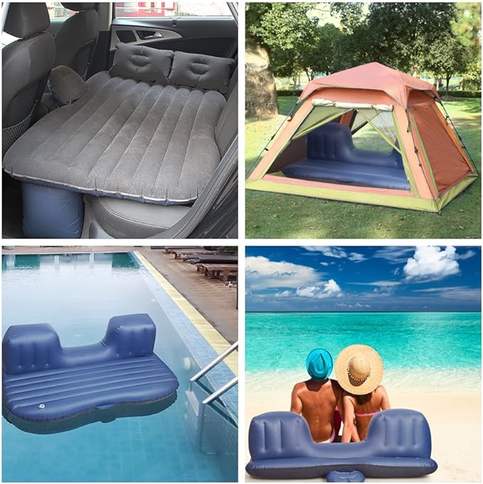 Car Bed - Camping Mattress for Car - Portable Travel Sleeping Bed Inflatable Mattress - Air Bed for Car Universal SUV Extended Air Couch with Two Air Pillows - Black
