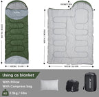 BISINNA 0 Degree Winter Sleeping Bags(480GSM) for Adults-Cold Weather Camping Sleeping Bag-Comfortable Warm Portable Sleeping Bags with Pillow Compression Sack for Backpacking Hiking Outdoor