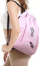 Drawstring Gym Backpack, Sports Bag with Adjustable Shoulder Straps, Cinch Sack for Fitness, Swimming, Travel (Beige)