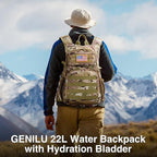 22L Tactical Hydration Backpack with 3L Water Bladder, Lightweight Molle Water Bag for Men Women, Hiking Hydration Pack for Cycling Running Biking Hunting, Daypack with Waist Pocket, Camo