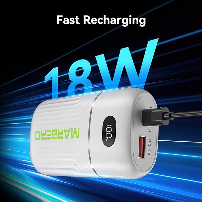 MARBERO Power Bank 10000mAh Compact Portable Charger 5V/3A External Battery PowerBank USB C in & Out Battery Pack Backup Compatible with iPhone iPad Sumsung Galaxy Pixel Google and More (White)