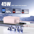 QZIIW iPhone 16 15 Pro Max Charger Fast Charging,45W Dual Port USB C Fast Charger Block [2-Pack] & Extra Long 60W 3/6/10/10FT USB C Cable - PD Quick Adapter 3.0 for iPhone 16 15/16 15 Pro/16 15 Plus.