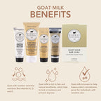 Dionis Goat Milk Vanilla Bean Hand Cream, Body Lotion, Whipped Body Scrub, Shave Butter, Bar Soap 3 oz & Carrying Case 6-Piece Travel Set