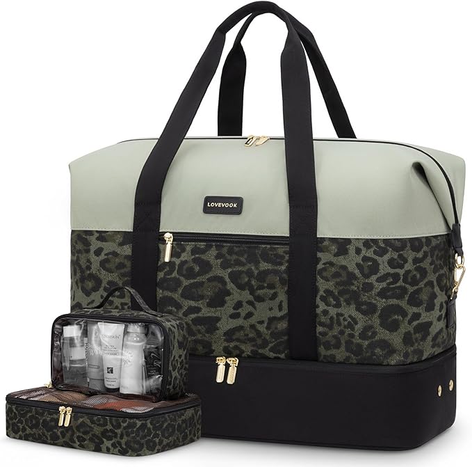 LOVEVOOK Weekender Bag, Large Travel Duffel Bag for Women with 2 Packing Cubes, Carry on Overnight Bag with Shoe Compartment, Mom Hospital Bags for Labor and Delivery