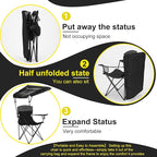 YOUNG WOOD Portable Camping Chair Beach Chair with Shade Canopy, Fold Lightweight Oversized for All, Easy to Open and Close Without Installation, Side Pocket Design for All Outdoor Activities,Black,2p