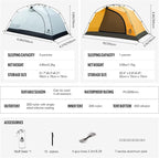OneTigris Stella 4 Season Camping Tent Backpacking 2 Person Waterproof Lightweight Easy Setup Instant 3000mm Waterproof Rating Outdoor Hiking Tent