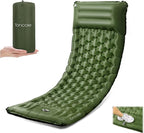 Sleeping Pad for Camping, Ultralight 4.7" Extra-Thick Inflatable Camping Mat with Pillow Built-in Foot Pump, Compact Lightweight Air Mattress for Backpacking Hiking Car travel Tent, Military Green