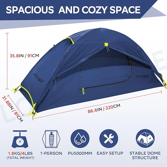 Clostnature Crux Lightweight Tent for Backpacking - 1/2/3/4 Person Ultralight Backpacking Tent, Waterproof Easy Setup Camping Tent, Hiking Tent for Outdoor, Hiking and Mountaineering