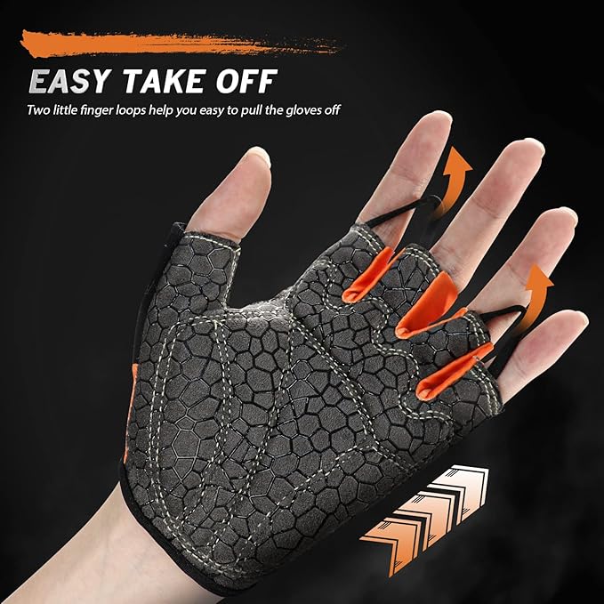 Bike Gloves for Men Women with Anti-Slip Shock-Absorbing Pad, Light Weight Half-Finger Cycling Gloves