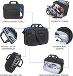 EMPSIGN Stylish Laptop Bag Briefcase, 17.3 Inch Laptop Case Expandable Messenger Bag for Men Water Repellent, RFID Blocking Office Carrying Shoulder Bag for Work Business Travel-Black