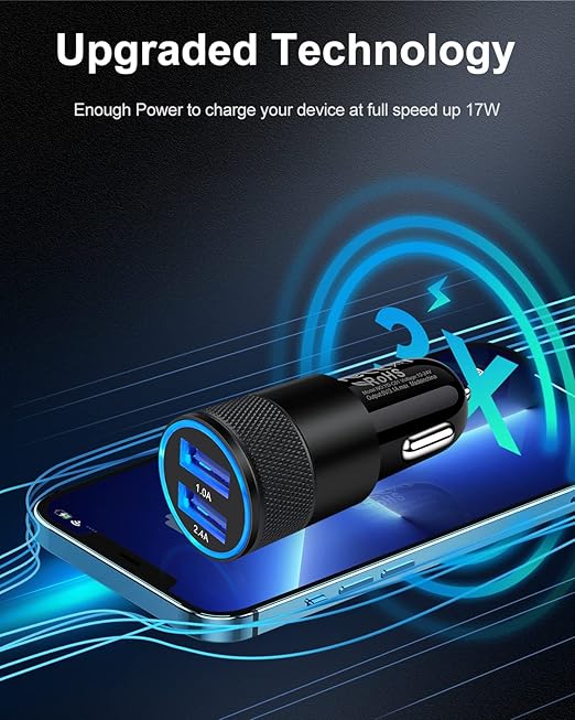 AILKIN [5pcs] Car Charger Adapter, USB Multi Port Cigarette Lighter Fast Charging Power Block Plug for iPhone 17 16 15 14 13 Pro Max, Samsung Galaxy S25 S24 Ultra S8, 3.4A Dual Cargador Carro for Car