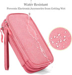 CAAORDKSO Electronics Travel Organizer, Waterproof Cable Organizer Bag, Travel Essentials for Women, Tech Pouch for Travel, Backpack, Cord, Charger, Phone, Power Bank, Earphone (Dark Pink, Medium)