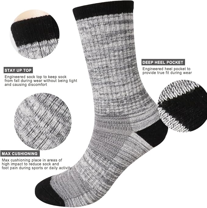 EnerWear 4 Pack Women's Merino Wool Outdoor Hiking Trail Crew Sock