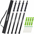 Telescoping Tarp Poles, Heavy Duty 7.67ft Aluminum Tent Poles for Tarp with Rubber Cap, Portable Set of 4 Adjustable Poles for Camping, Awning, Sun Shade, Free Carry Pouch