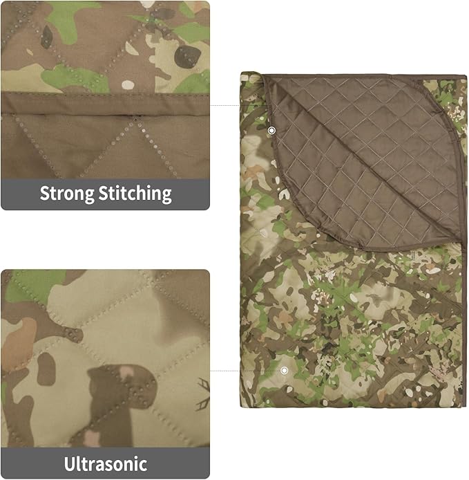 LOOGU Camo Blanket Waterproof Insulation Poncho Liner for Outdoor Camping, Hiking, Hunting, Survival, Backpacking, Picnicking