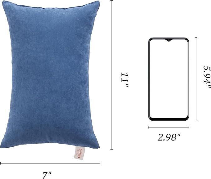 BEDSUM 2 Pack Tiny Pillows, 11"x7" Microfiber Mini Pillow for Travel, Pets, Soft and Machine Washable Small Pillows for Neck, Wrist, and Knee Comfort, Denim Blue