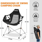 KingCamp Hammock Chair with Footrest, Swinging Portable Folding Camping Chairs for Adults MAX 440lbs Heavy Duty Foldable Oversized Rocker with Cup Holder Pillow for Outdoor Beach Patio Sport Lawn