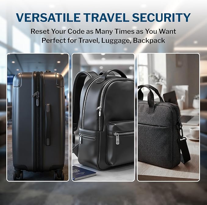 Forge Open Alert TSA Approved Luggage Locks - 3 Digit Combination, Easy Read Dials, Zinc Alloy Body - Ideal Travel Lock for Luggage, Suitcases, Bags & Toolboxes (4 Color Locks #2)